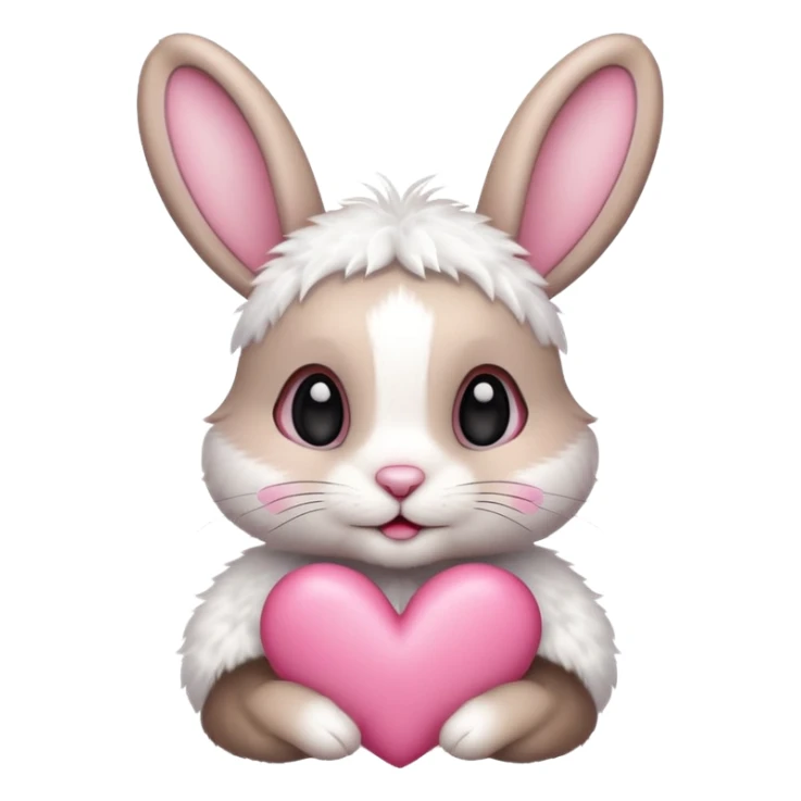 Cute rabbit with two pink hearts above the ears sticker