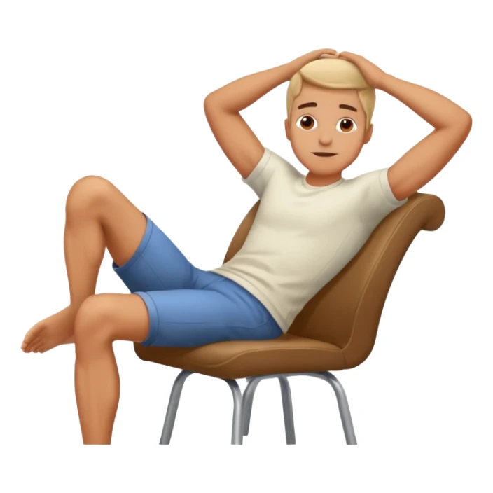 man sitting relaxed on chair with legs on desk and hands behind head sticker