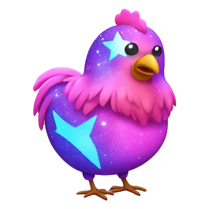 Kawaii neon star glitter chicken with big butt emoji    sticker