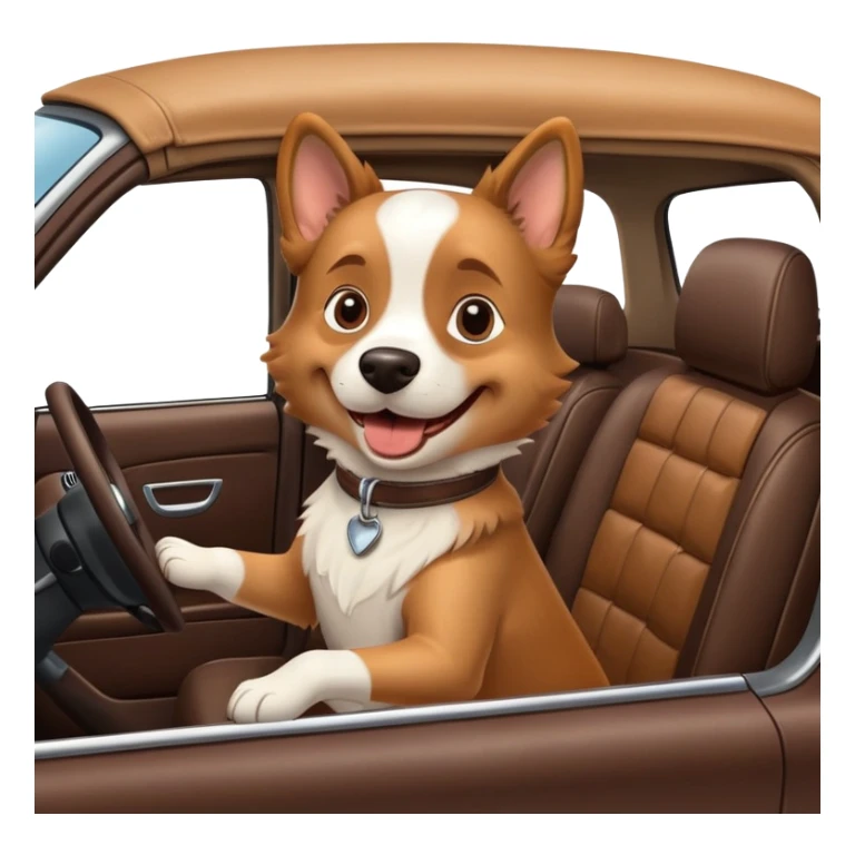 a dog driving in the car sticker
