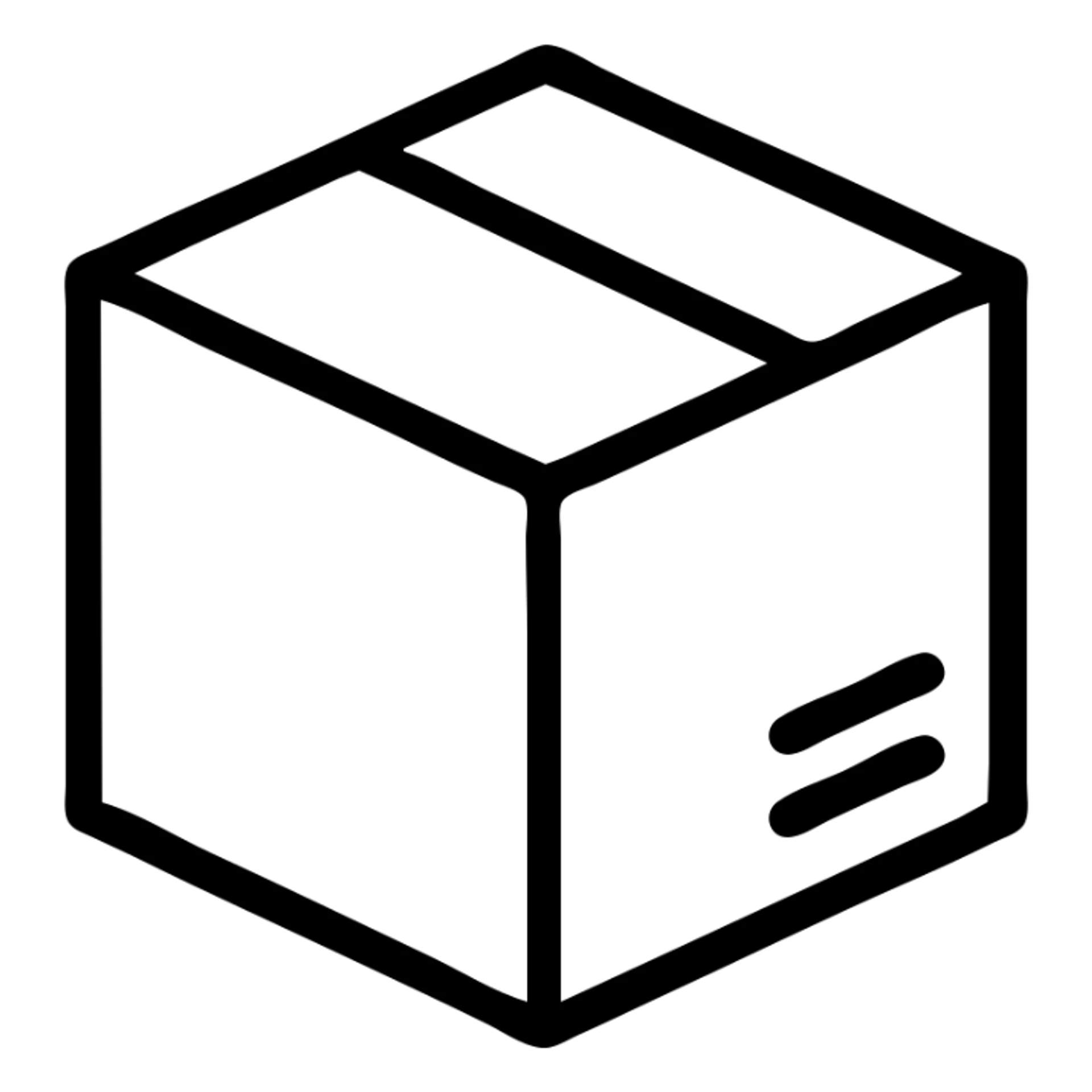 a cardboard box with one side showing, clean lines sticker