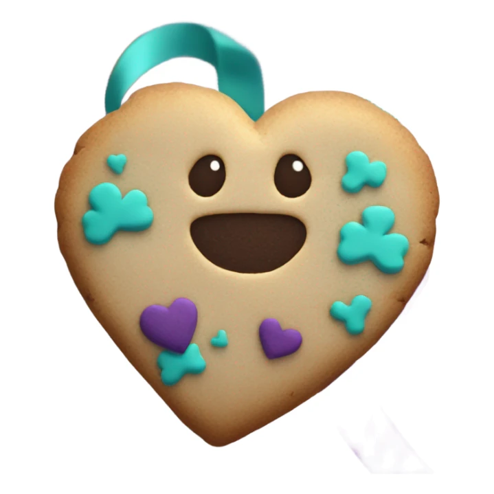 Cookie heart with teal purple awareness ribbon sticker
