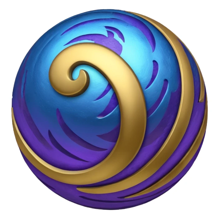 metallic sphere emoji for Mercury, with swirling blue, gold, and purple shades, emphasizing rough terrain sticker