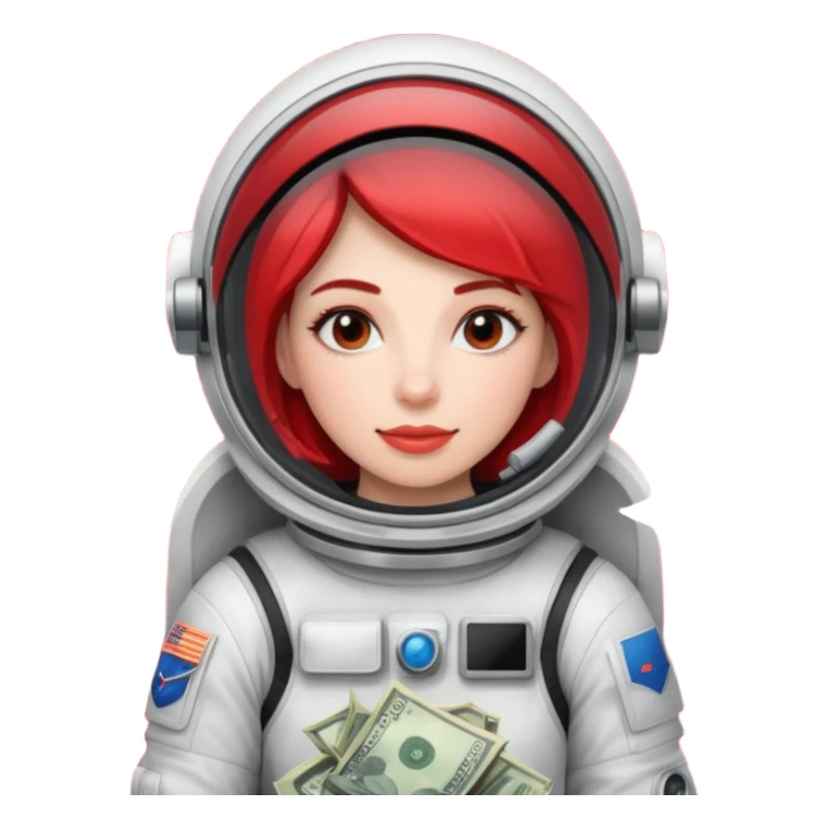 woman, Money astronaut, red and black design sticker