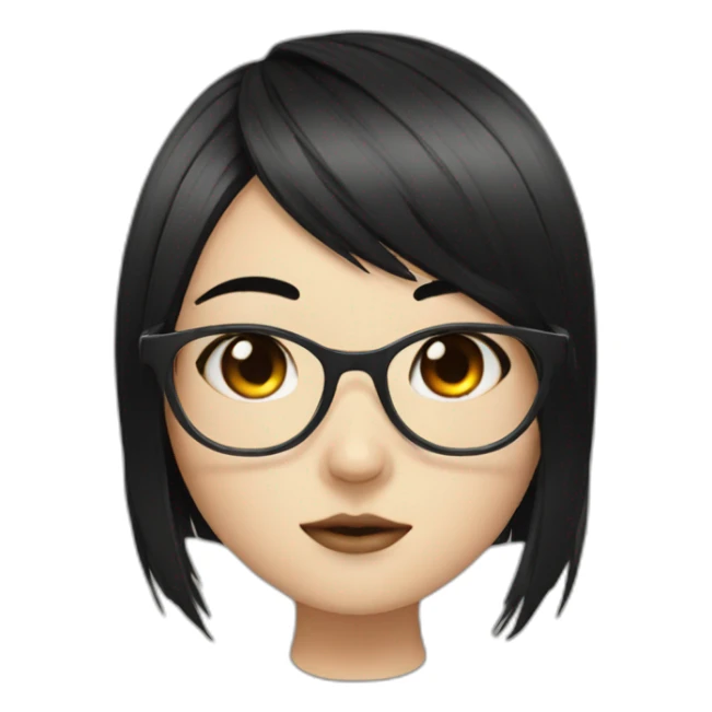 Chinese Emo girl with glasses and black hair sticker