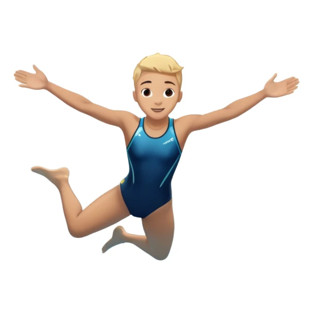 A young person leaps boldly into a sparkling pool named “Confidence,” arms wide, surrounded by skilled divers mid-air. Though less experienced, their fearless energy shines, symbolizing the courage to grow alongside greatness. sticker