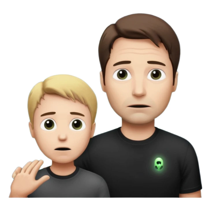 Mulder from the x-files looking very very worried (not trusting anyone today) while wearing a dark t-shirt an alien beam trying to lift him up sticker