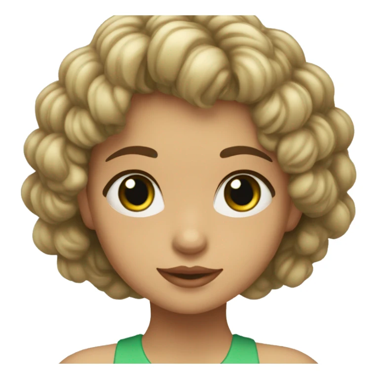 Niña morena con muchos rizos largos y ojos verdes claros sticker