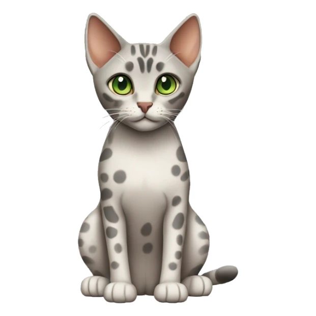 Short-haired oriental cat ,full body , grey coat with spots , green eyes , terracotta nuzzle sticker