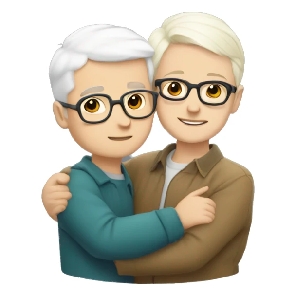 Vukashenko hugging boy with white short hair and with glasses sticker