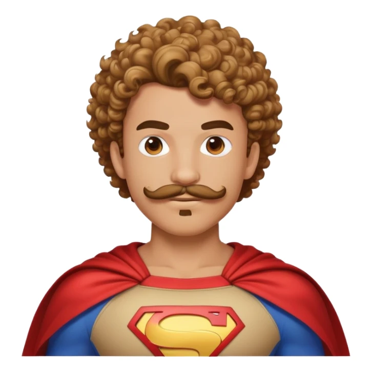 young teenage superhero sidekick with impressive curly mustache, smaller version of beard superhero costume sticker