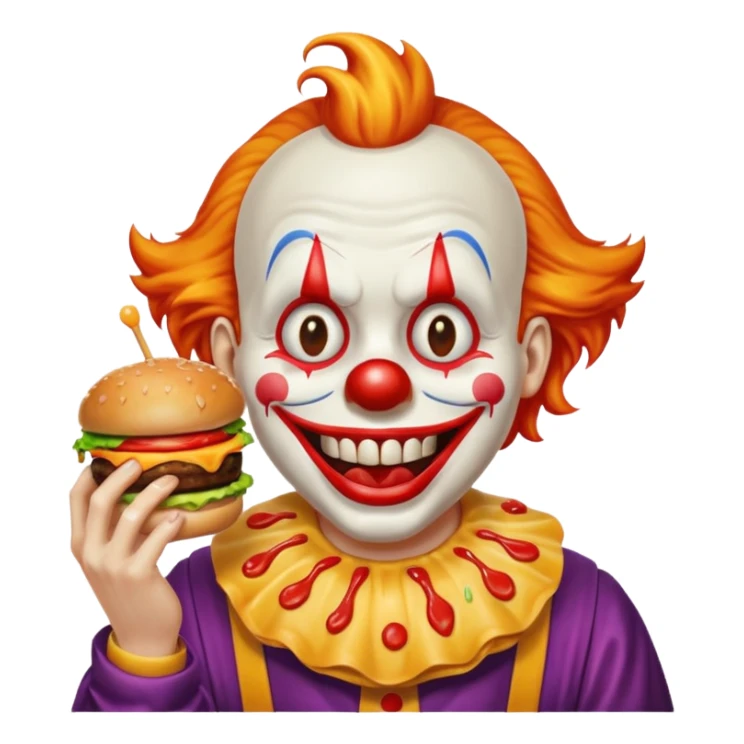 Art the clown from terriffer eating a burger sticker