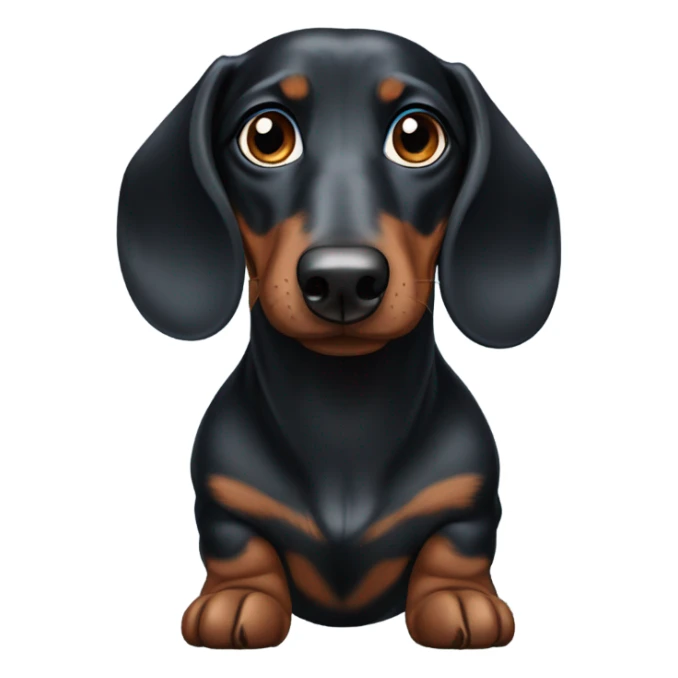 A black dapple dachshund with a Brown and a blue eye  sticker