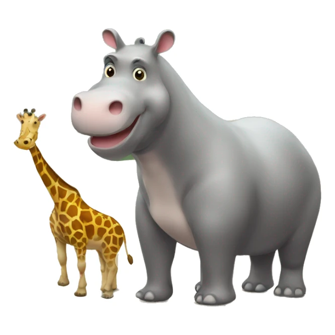 hippopotame qui dans un slow avec une girafe sticker