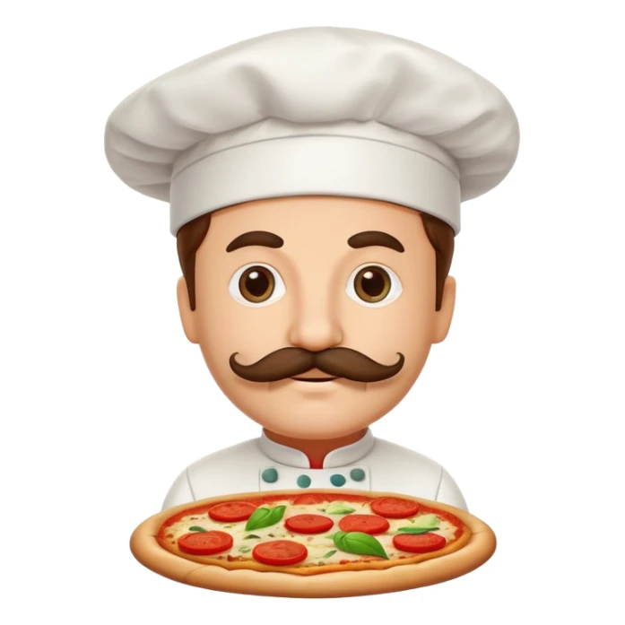 Italian pizza with chef hat and mustache sticker