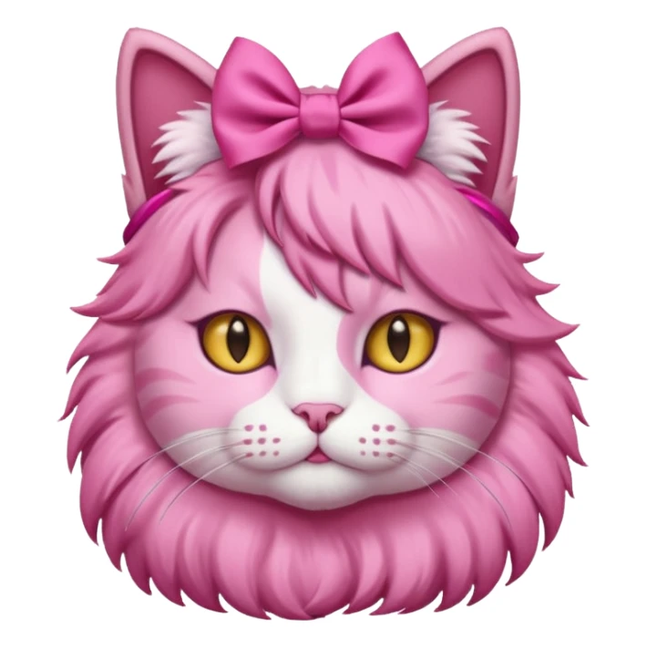 A pink cat with a pink ribbon in her head sticker