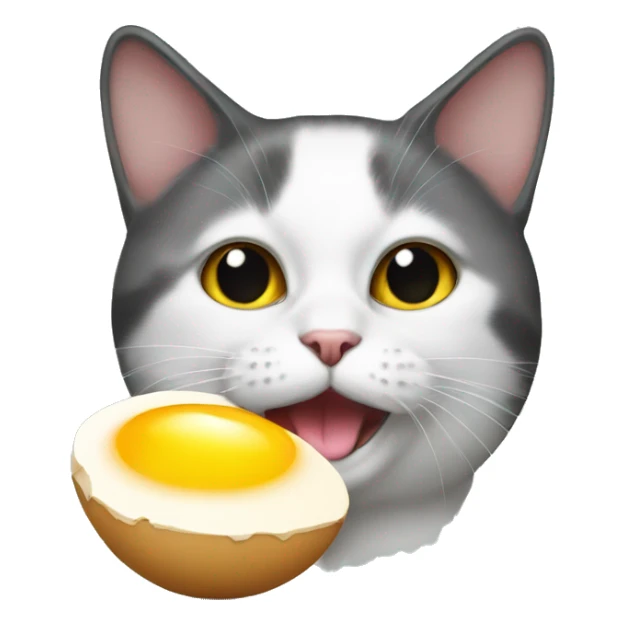 A cat with an egg in its mouth sticker