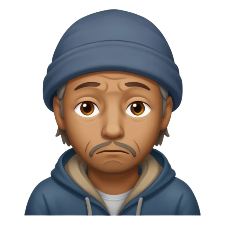 Homeless guy looking sad in a sarcastic way  sticker