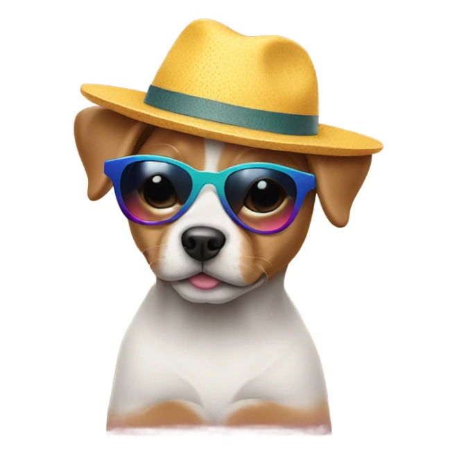 Puppy with hat and sunglasses sticker