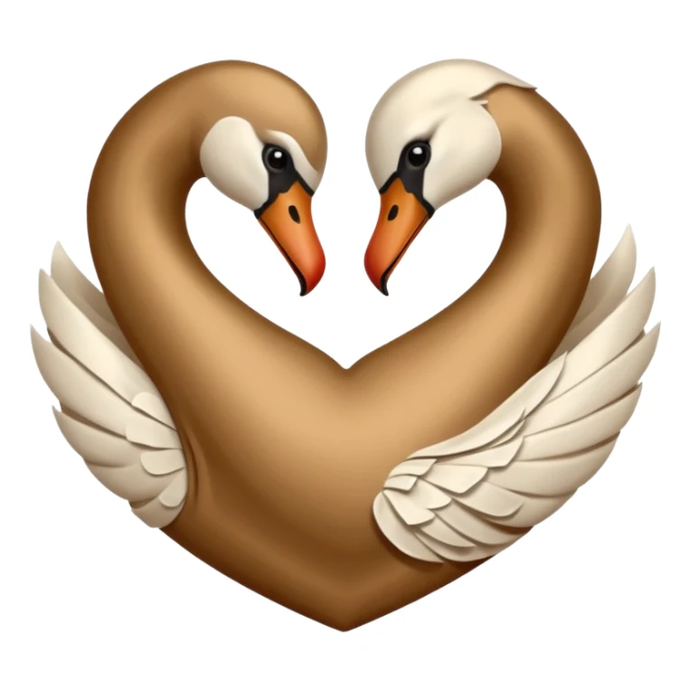 Broken Brown satin heart like swan sticker
