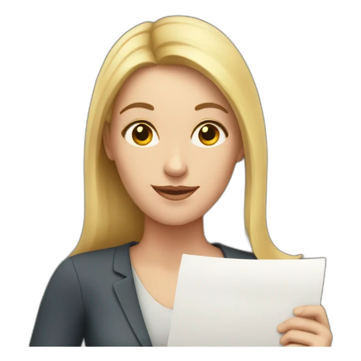 White woman with document on hand sticker