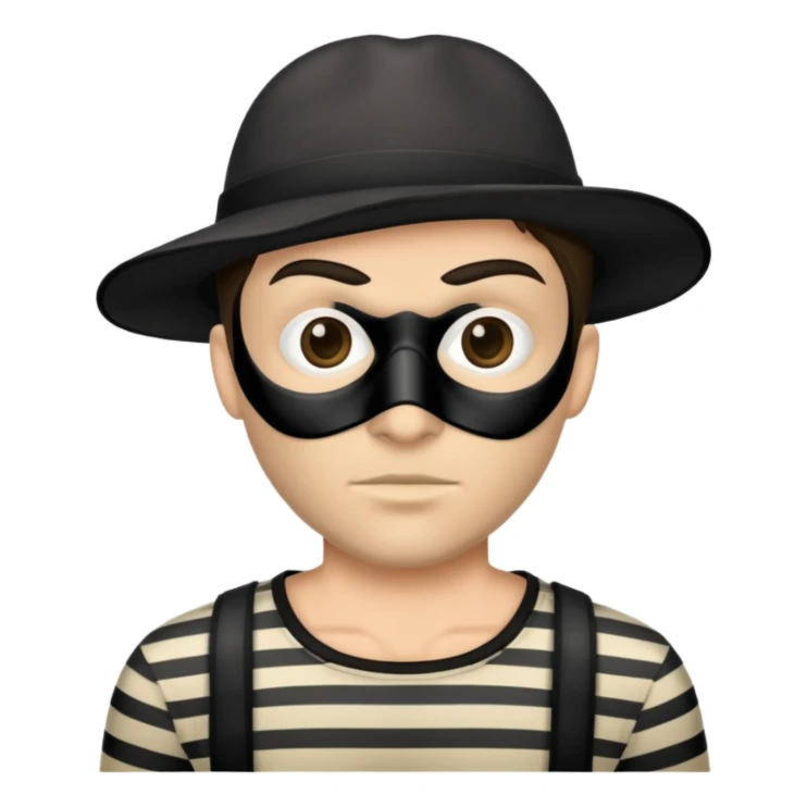 classic robber with black mask and striped shirt sticker