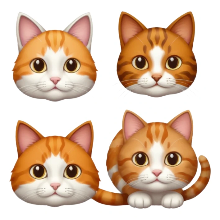 3 cats different colours including brown tabby and white, calico, and ginger and white sticker