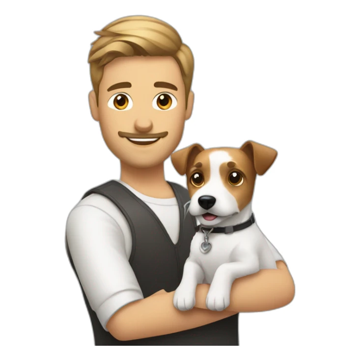 Modern hair cut Man with jack russell terrier dog sticker