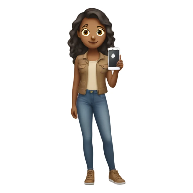 Girl with tan skin taking a selfie full body sticker