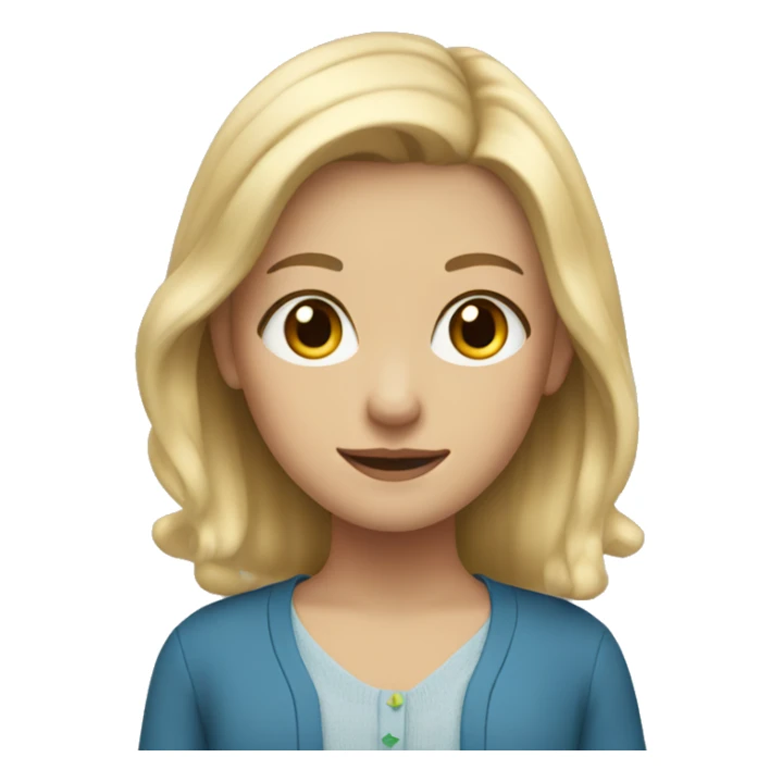 blonde girl with brown eyes and blue cardigan  sticker