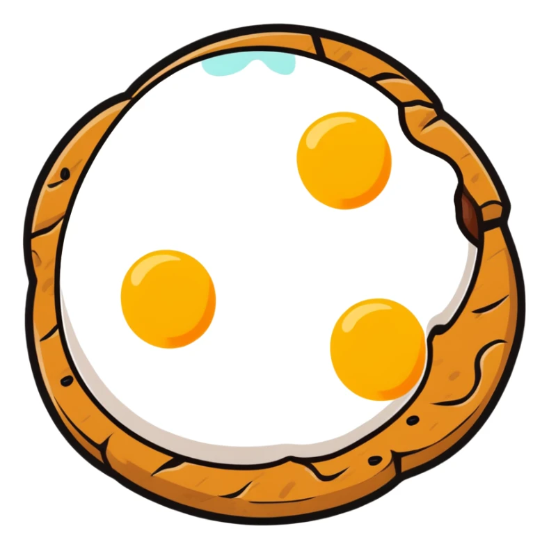 brown plain cookie with sunny side up egg on top sticker