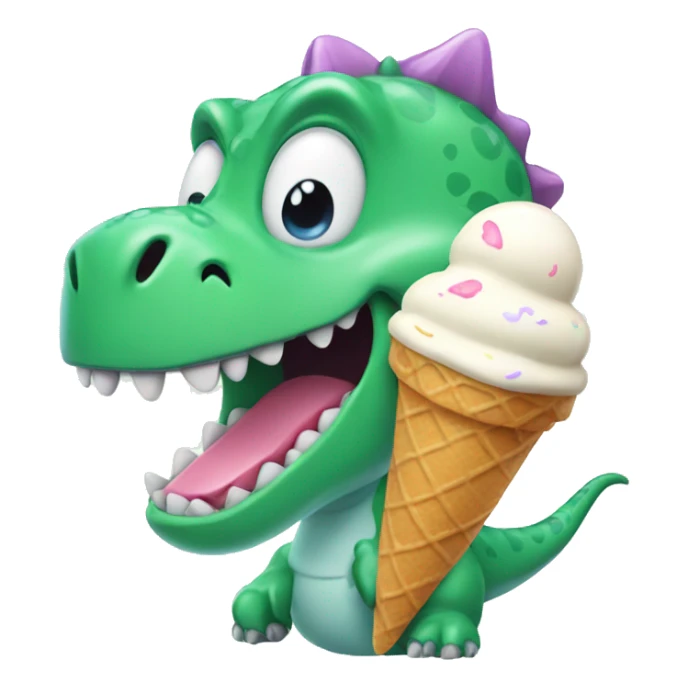Happy Dino with ice cream  sticker