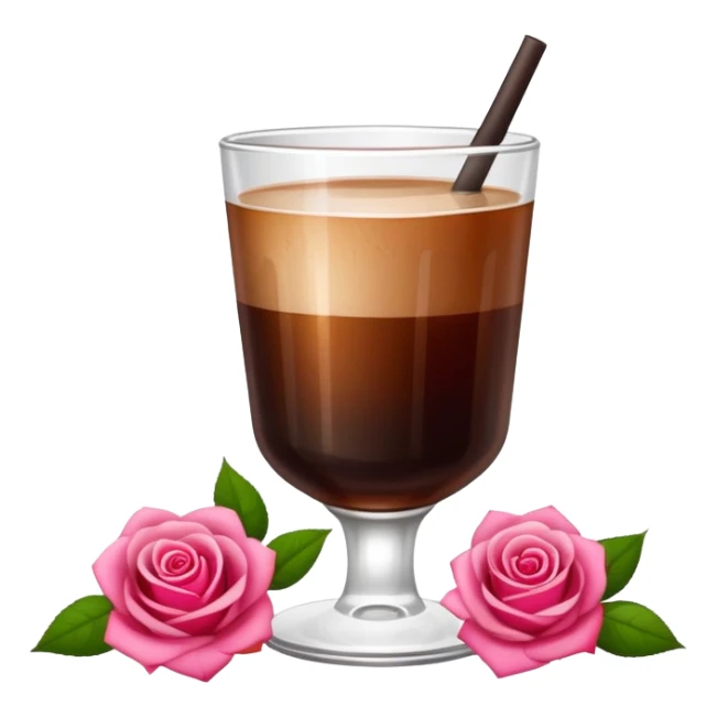 Cold brew coffee with mini roses pink red and small size mini glas cup sticker