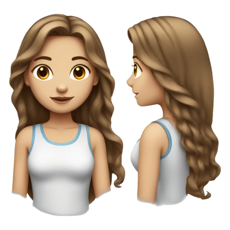 girl with long brown hair, light skin and blue eyes sticker