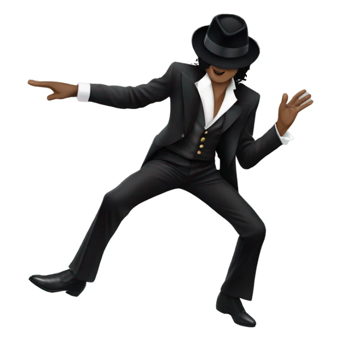 “Michael Jackson in a black suit, white glove, and fedora, striking a dance pose.” sticker