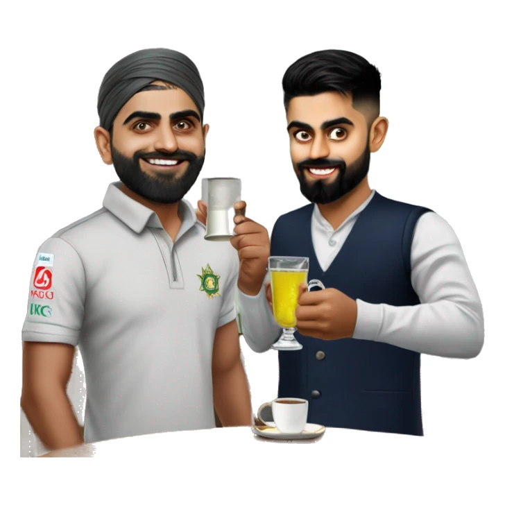 babar azam pouring tea in to  virat kohli's glass sticker