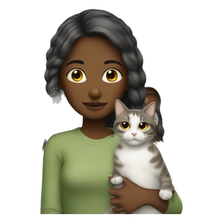Girl with cat at home sticker