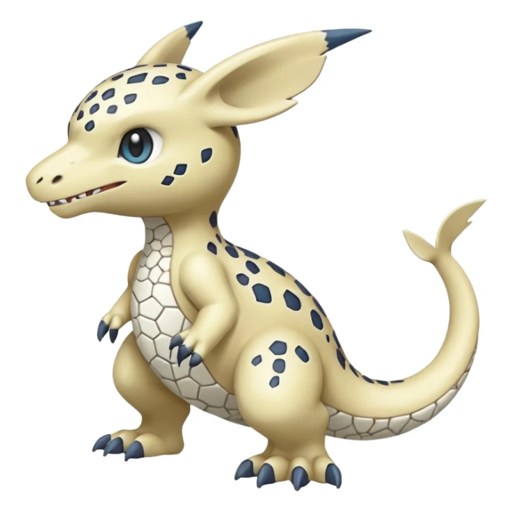   Marble-Patterned Stony Soft-speckled Weathered Pale Pokémon-Fakémon-Digimon-Creature, (full body) sticker