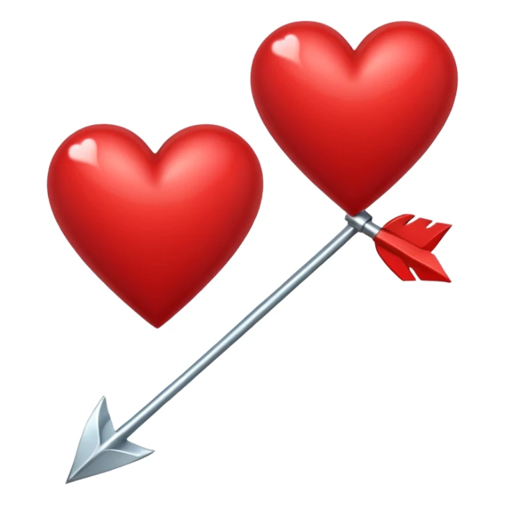 2 red hearts pierced by Cupid's arrow sticker