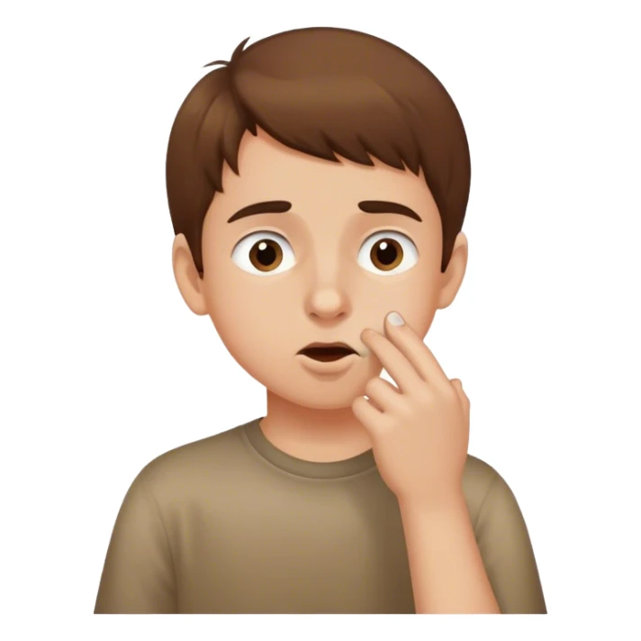 fair skin brown haired boy picking his nose  sticker