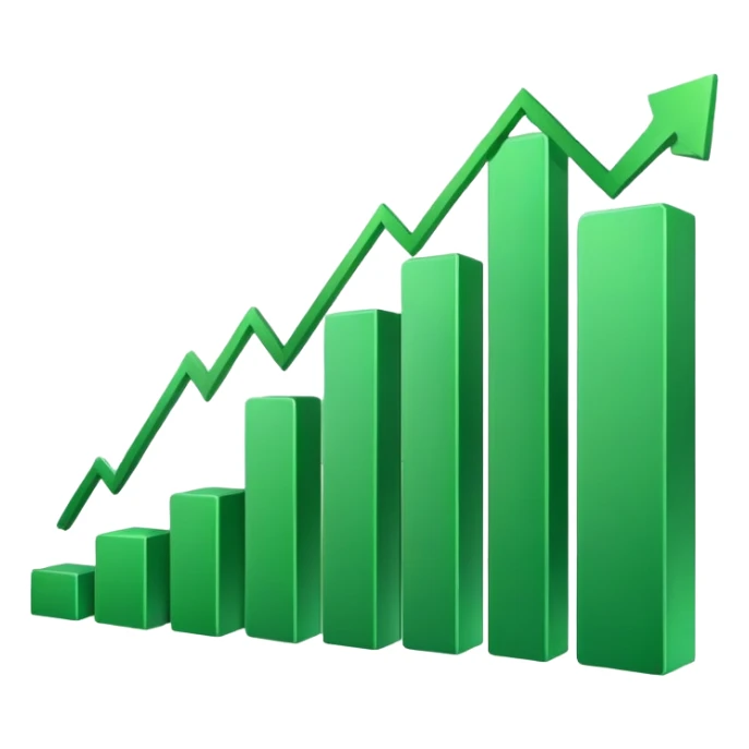 stock market chart with upward trend sticker