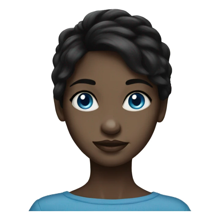 black haired girl portrait with blue eyes sticker