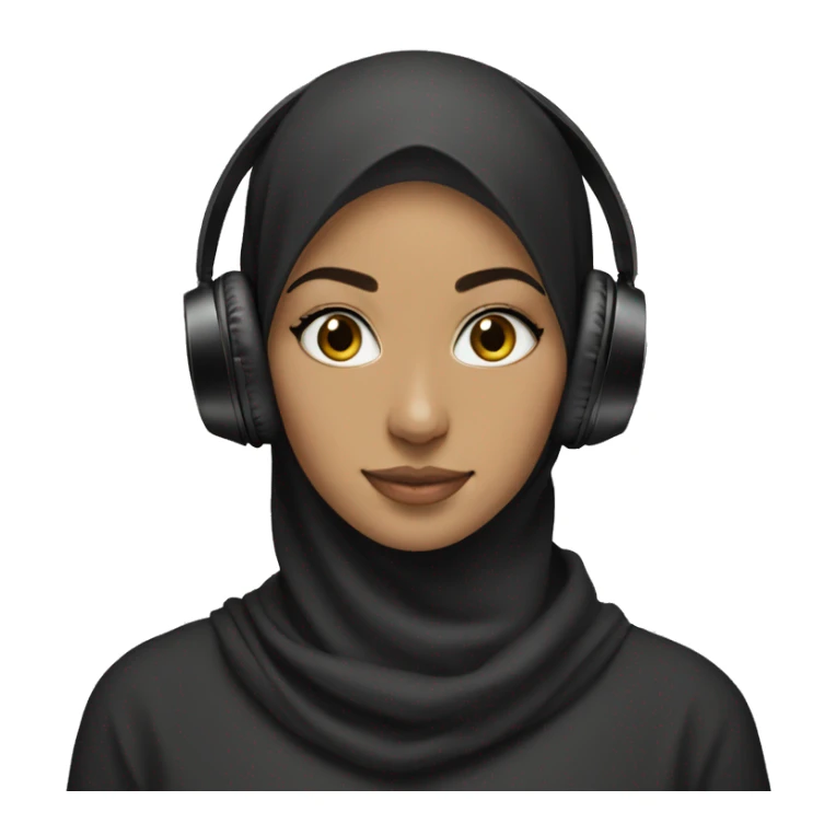 Hijabi with black and white headphone sticker
