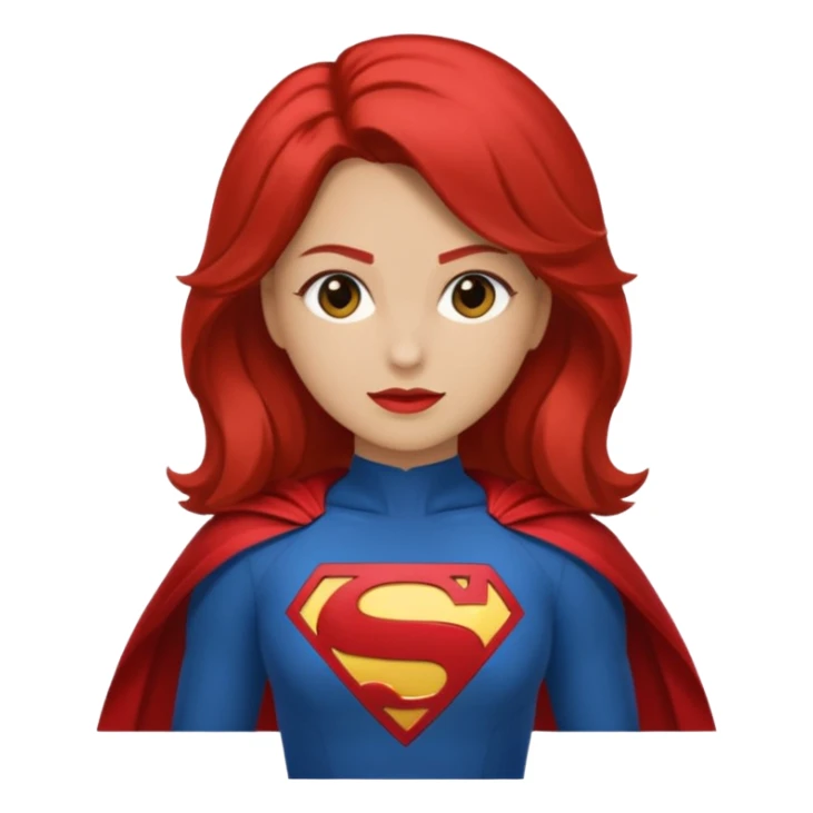 Una chica con pelo castaño medio pelirrojo con traje de superhéroe sticker
