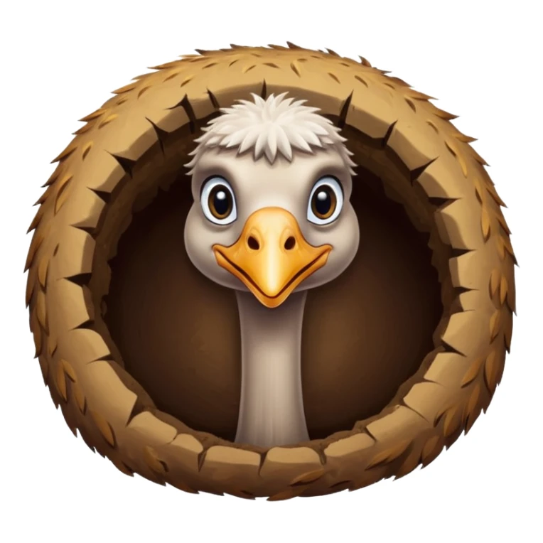 Ostrich with it's head inside a hole in the ground only it's body and neck visible sticker