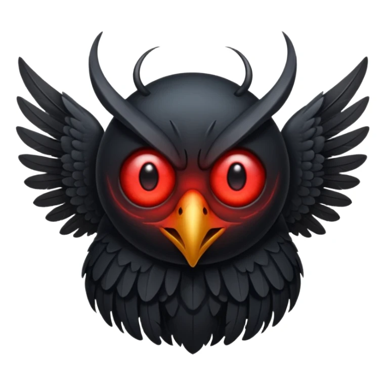 Create a scary emoji of the mothman with bright red eyes sticker