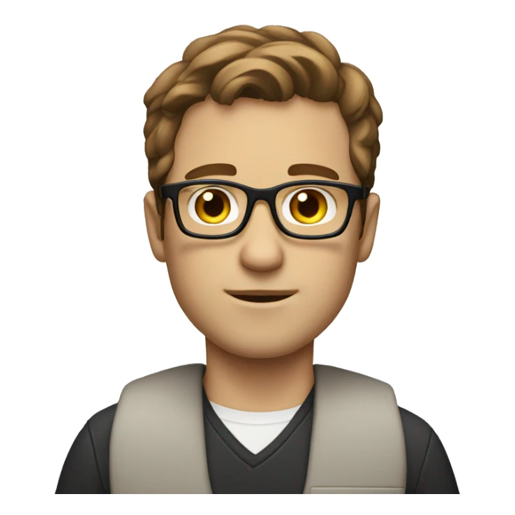 white guy brown hair with laptop and square glasses  sticker