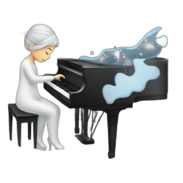Piano girl playing with the winter inside her heart sticker