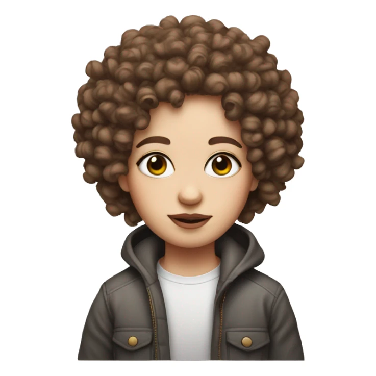 Rainbow colored perm hair
Big eyes
White face
High nose sticker