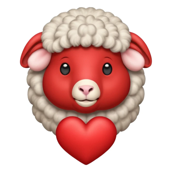 make an emoji with a red sheep. but make a sheep with a heart. but make it more animated like from animated movie and make it different from sheep you’ve made before  sticker